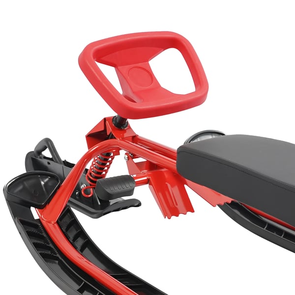 Snowracer kælk - Ratstyret slæde - Maks belastning 100 kg - 50×120×38 cm - Stål & HDPE - 5+ år - Rød