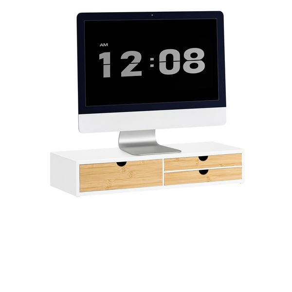 BBF11-WN - Skærmstander/Monitorforhøjer - 3 Skuffer - 60×11×22 cm - Rektangulær - Til Skrivebord - Hvid