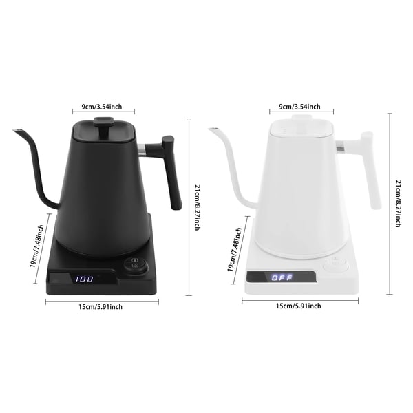 Vandkoger - Elkedel - 1200 W Effekt - LED-display - Moderne design - Hvid