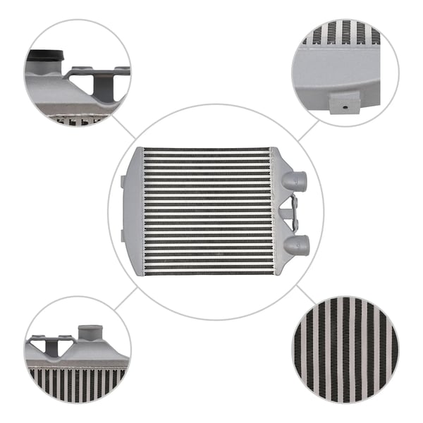 Frontmonteret intercooler - FMIC - Til Fabia VRS Mk1, Ibiza - Mål 78,7×40×7 cm - Aluminiumlegering - Arbejdstryk 60 psi - Sølv