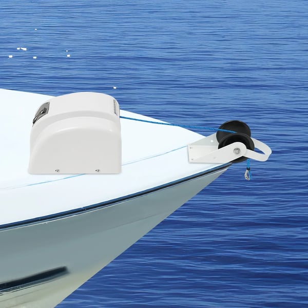 Elektrisk ankerspil - Marine 12 V - Fjernbetjening - Saltvandsegnet - Til fiskebåd og pontonbåd - Uden batteri - Hvid