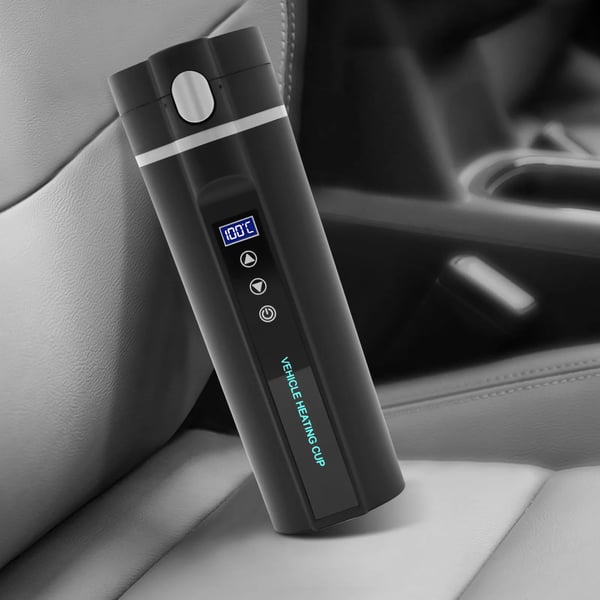 Auton vedenkeitin - Sähkökeitin - 304 Ruostumaton Teräs - 450 ml Tilavuus - BPA-vapaa - Yhteensopiva 12–24 V - Lämmitys & Lämpimänäpito - Musta