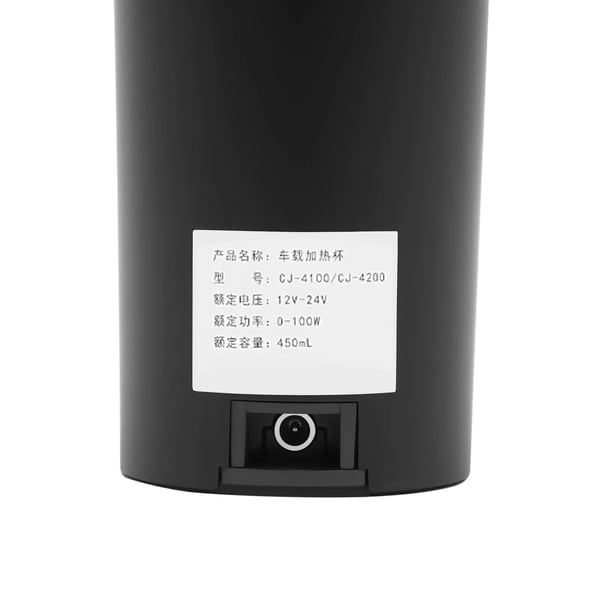 Auton vedenkeitin - Sähkökeitin - 304 Ruostumaton Teräs - 450 ml Tilavuus - BPA-vapaa - Yhteensopiva 12–24 V - Lämmitys & Lämpimänäpito - Musta