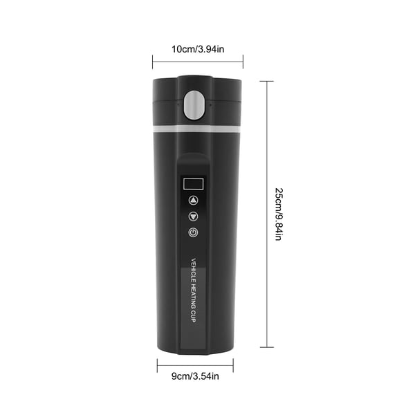 Auton vedenkeitin - Sähkökeitin - 304 Ruostumaton Teräs - 450 ml Tilavuus - BPA-vapaa - Yhteensopiva 12–24 V - Lämmitys & Lämpimänäpito - Musta