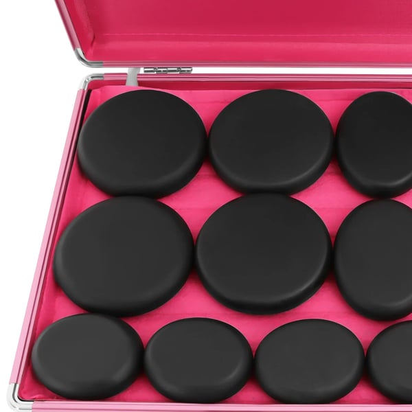 Hot stone massagesæt - Varmeboks med 20 basaltsten - Stor varmeboks - Spa & terapi - Goose Yellow