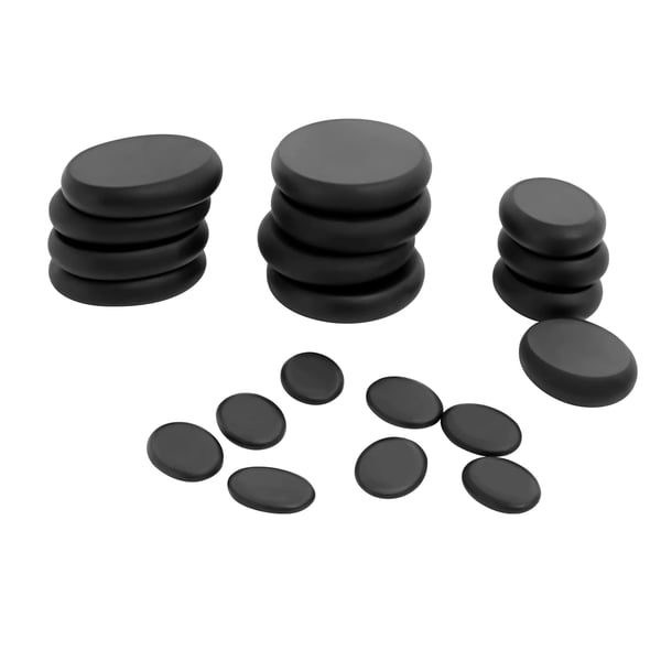 Hot stone massagesæt - Varmeboks med 20 basaltsten - Stor varmeboks - Spa & terapi - Goose Yellow