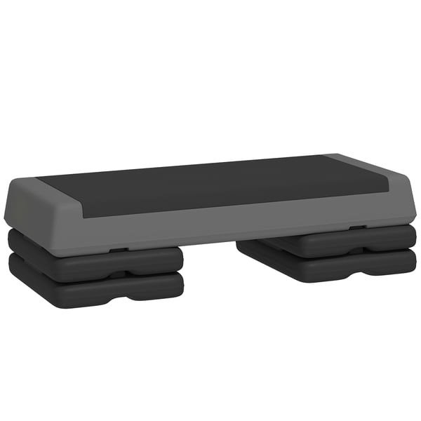 Aerobic Stepper - Fitness Stepbräda - Halkfri - 3 Höjdlägen 10,5/15,5/20,5 cm - Max 250 kg - 77×36 cm - Mörkgrå