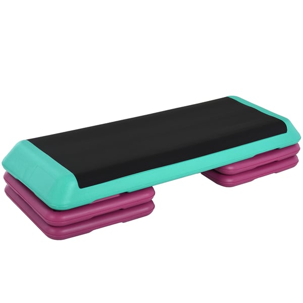 Aerobic Stepbräda - Fitness Step - Justerbar Höjd 3 Nivåer - Maxhöjd 20 cm - Halkfri Yta - Storlek 110×40 cm - För Cardio & Ben - Multifärg