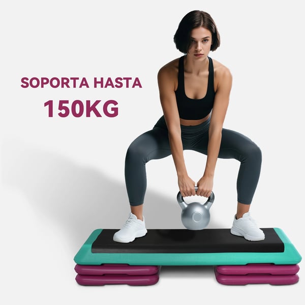 Aerobic Stepbräda - Fitness Step - Justerbar Höjd 3 Nivåer - Maxhöjd 20 cm - Halkfri Yta - Storlek 110×40 cm - För Cardio & Ben - Multifärg