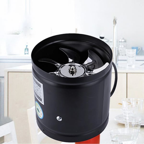 Rørventilator - Udsugningsventilator til køkken/badeværelse - Ø 150 mm - 40 W - 220 V 50 Hz - 500 m³/t - 2800 omdr./min - Lavt støjniveau - Sort