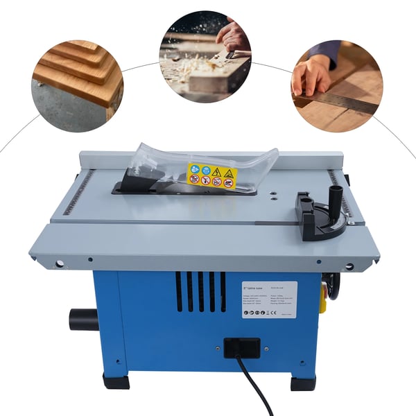 Monitoimi - Pöytäsaha - 1400 W - 21 cm terä - 0–45° jiirikulma - Leikkuusyvyys 54/45 mm - 4200 r/min - Pöytä 53×43 cm - Sininen