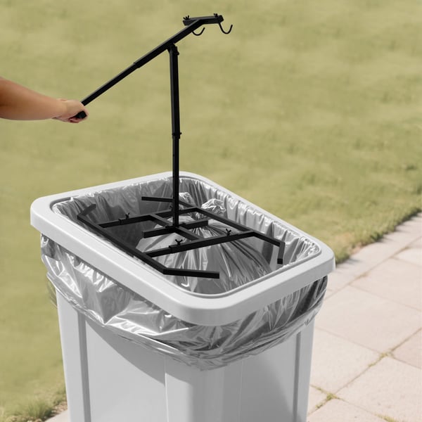 Affaldskomprimator - Manuel skraldespandspresse - Højdejusterbar - Stål - Til hjem, have og restaurant - Sort
