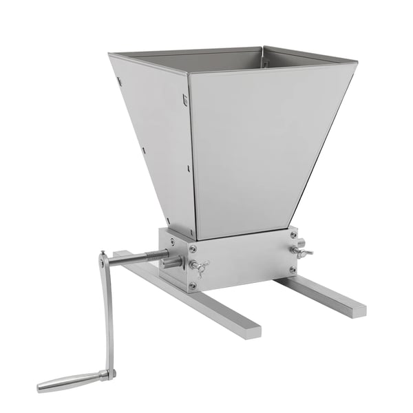 Kornknuser/Maltkværn - Manuel rullekværn - Tragt 4 l - Justerbar rulleafstand 0–2,5 mm - Bundplade 14×8 cm - Metal - Sølv