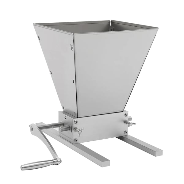 Kornknuser/Maltkværn - Manuel rullekværn - Tragt 4 l - Justerbar rulleafstand 0–2,5 mm - Bundplade 14×8 cm - Metal - Sølv