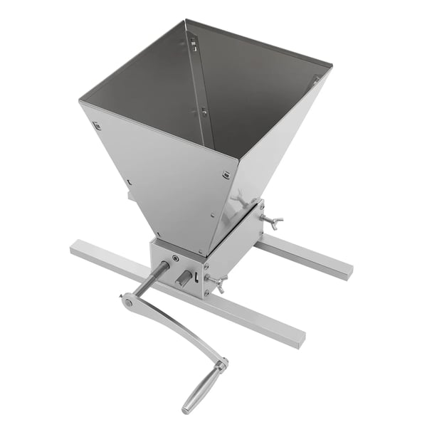 Kornknuser/Maltkværn - Manuel rullekværn - Tragt 4 l - Justerbar rulleafstand 0–2,5 mm - Bundplade 14×8 cm - Metal - Sølv