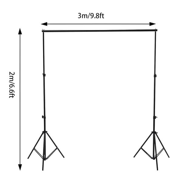 Fotobaggrund Stativ - Teleskopisk Baggrundssystem - Justerbar - 2,6 × 3 m - Spraymalet - Jern/Plast/Gummi - Sort
