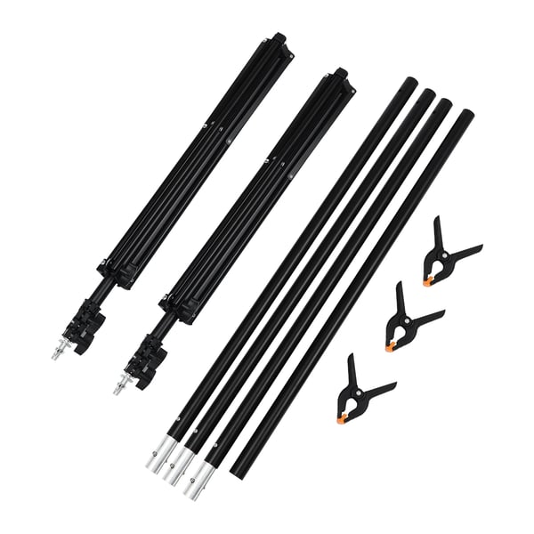 Fotobaggrund Stativ - Teleskopisk Baggrundssystem - Justerbar - 2,6 × 3 m - Spraymalet - Jern/Plast/Gummi - Sort