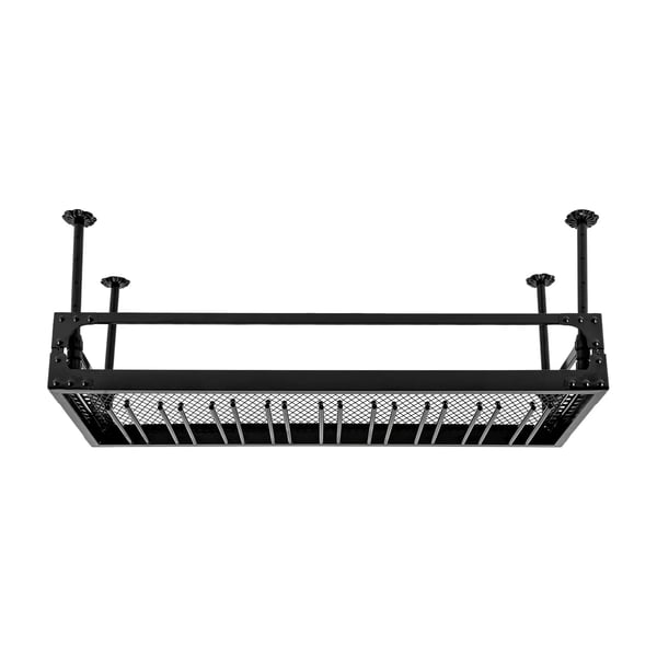 Hængende vinstativ med glasholder - Loftmonteret barhylde - Jern - 100×35 cm - Justerbar højde 35–55 cm - Maks 50 kg - Flydende hylde - Sort