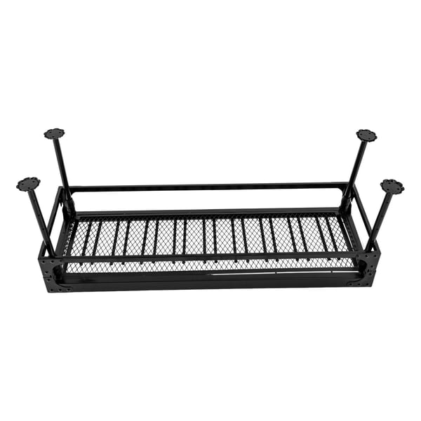 Hængende vinstativ med glasholder - Loftmonteret barhylde - Jern - 100×35 cm - Justerbar højde 35–55 cm - Maks 50 kg - Flydende hylde - Sort
