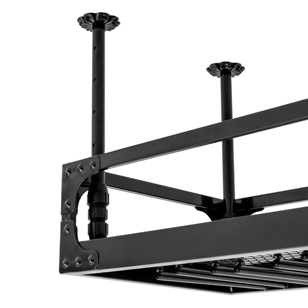 Hængende vinstativ med glasholder - Loftmonteret barhylde - Jern - 100×35 cm - Justerbar højde 35–55 cm - Maks 50 kg - Flydende hylde - Sort