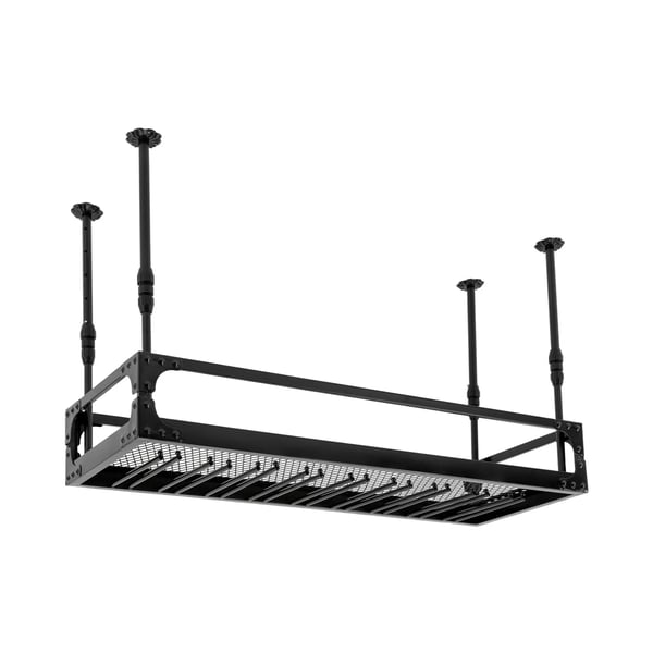 Hængende vinstativ med glasholder - Loftmonteret barhylde - Jern - 100×35 cm - Justerbar højde 35–55 cm - Maks 50 kg - Flydende hylde - Sort