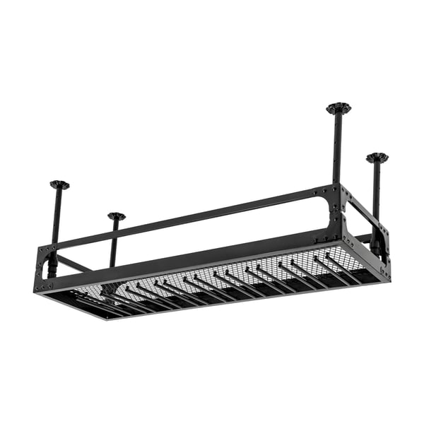 Hængende vinstativ med glasholder - Loftmonteret barhylde - Jern - 100×35 cm - Justerbar højde 35–55 cm - Maks 50 kg - Flydende hylde - Sort