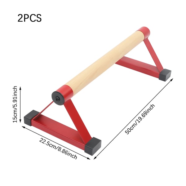 Push Up Bars / punnerruskahvat puusta - Kolmio-parallettes käsilläseisontaan - 2 kpl - Enimmäiskuorma 400 kg - Calisthenics & lankku - Punainen