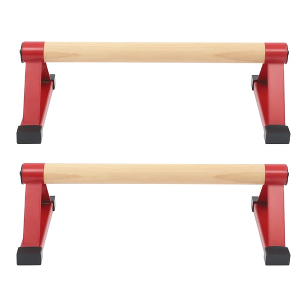 Push Up Bars / punnerruskahvat puusta - Kolmio-parallettes käsilläseisontaan - 2 kpl - Enimmäiskuorma 400 kg - Calisthenics & lankku - Punainen