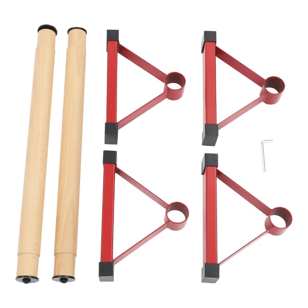 Push Up Bars / punnerruskahvat puusta - Kolmio-parallettes käsilläseisontaan - 2 kpl - Enimmäiskuorma 400 kg - Calisthenics & lankku - Punainen