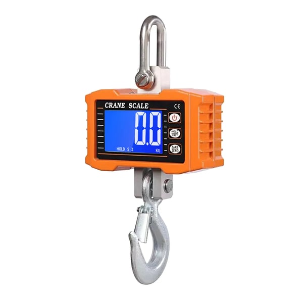 LCD Digital Kranvåg - Hängvåg - 1000 kg Kapacitet - Robust Industri - Enhetsväxling - Bärbar - Krok - Orange