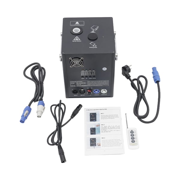 Kold gnistmaskine til scene - Kold gnistfontæne - 750 W - Fjernbetjening 8–10 m - Forvarmning 3 min - Aluminium - 20×18,6×26 cm - Sort