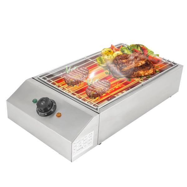 Elektrinen savuton sisägrilli - Kontaktigrilli - Teho 2,6 kW - EU‑pistoke 220 V - Lämpötila 50–300°C - PTFE tarttumaton aaltolevy - Johto 1,4 m