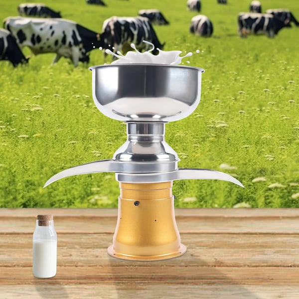 Elektrisk mælk- og flødeskiller - Centrifuge - 50 l/t kapacitet - 5 l skål - Rustfrit stål - EU-stik - 26×18×50 cm