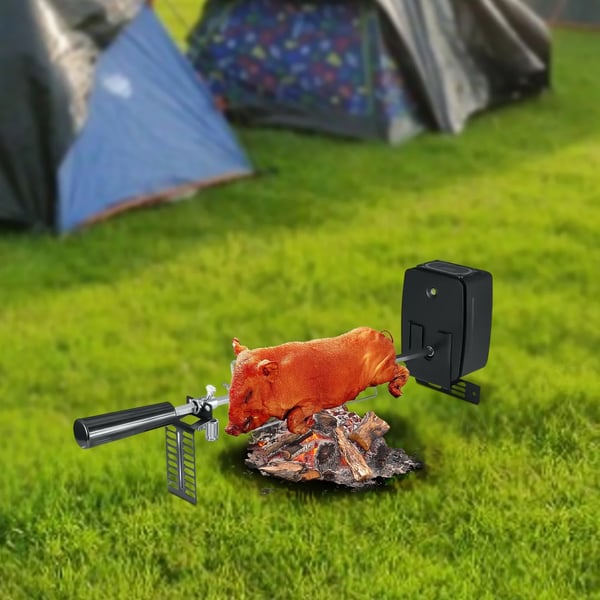 Rotisserie grillspyd - Spyd med Motor - 106 cm - Batteridrevet - 2 Kødgafler - Sort