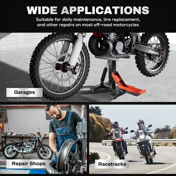 Motorcykel Løftestander - Hydraulisk Saksedonkraft - Justerbar Højde - Op til 400 kg - Vedligeholdelse & Reparation - Sort