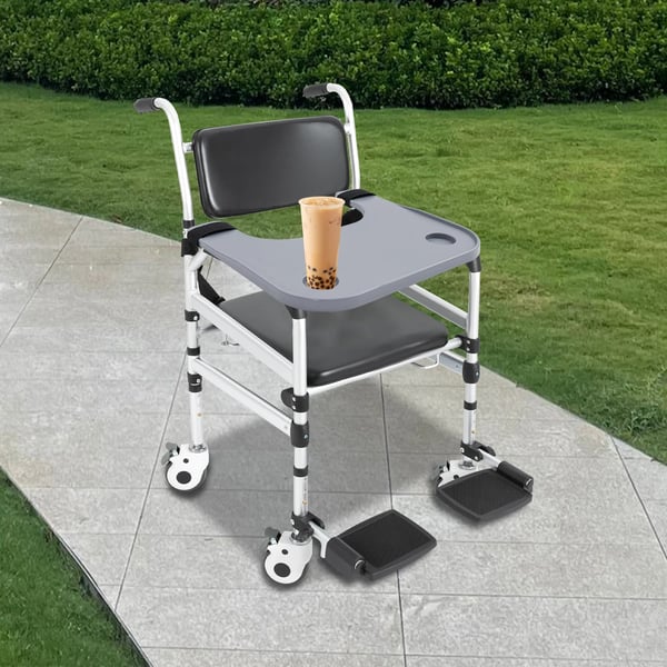 Multifunktionel kørestols-/sengbakke - Over-sengsbord - Justerbar - Kopholder - Rektangulær - Nem montering - Beige