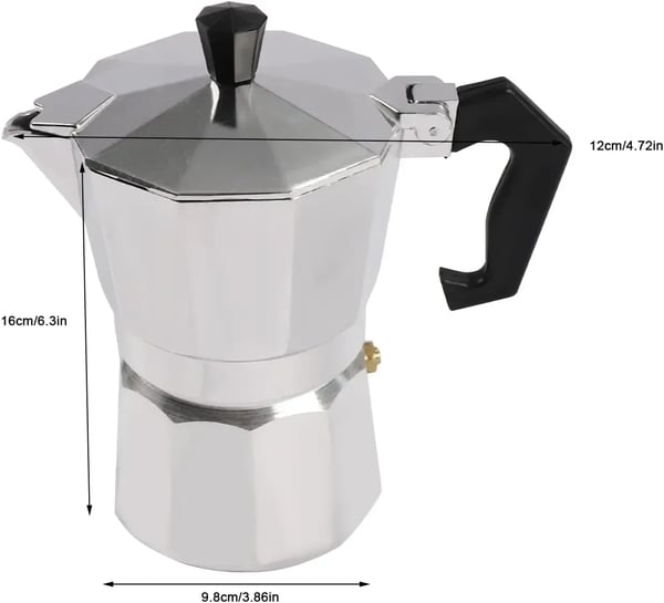 Elektrisk mokkakande - Espressokande - 3 kopper - Indbygget varmeplade 200°C/392°F - Sølv