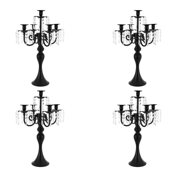 Lysestager - Kandelabre 5-armede - 4-pak - 51 cm Højde - Til bryllup, spisebord & boligindretning - Sort