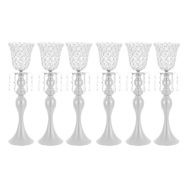 Blomsterstandere til bryllup - Bordvase/Centerpiece - 6-pak - 49 cm Høje - Til Borddekoration - Sølv