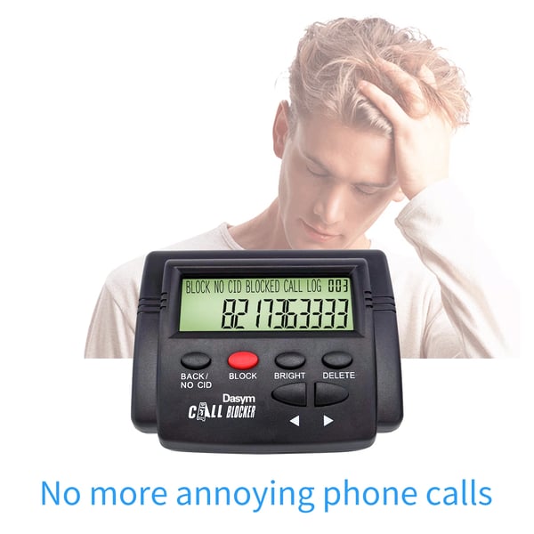 Opkaldsblokker til fastnettelefon - Caller ID - Blokerer 4000 numre - Sortliste - Stopper spamopkald og robocalls - Sort
