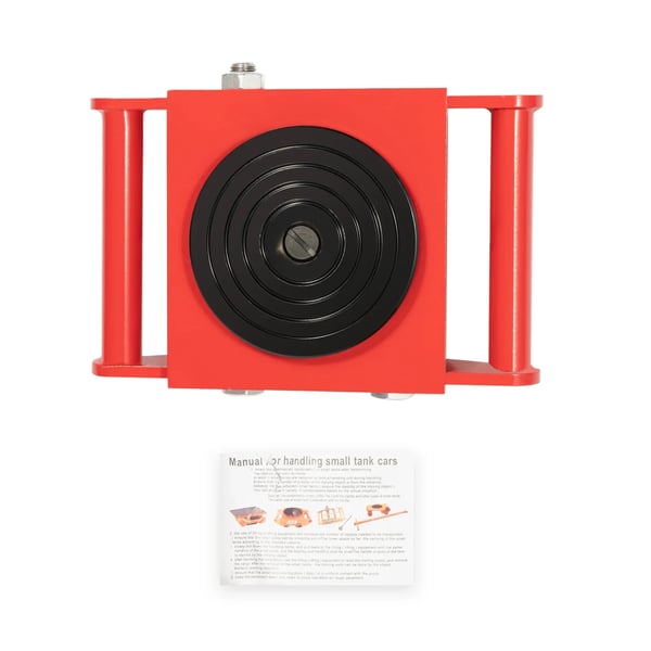Maskinflytter - Transportrulle - 6 tons kapacitet - 360° rotation - PU-hjul - Kompakt - 15 kg - Rød