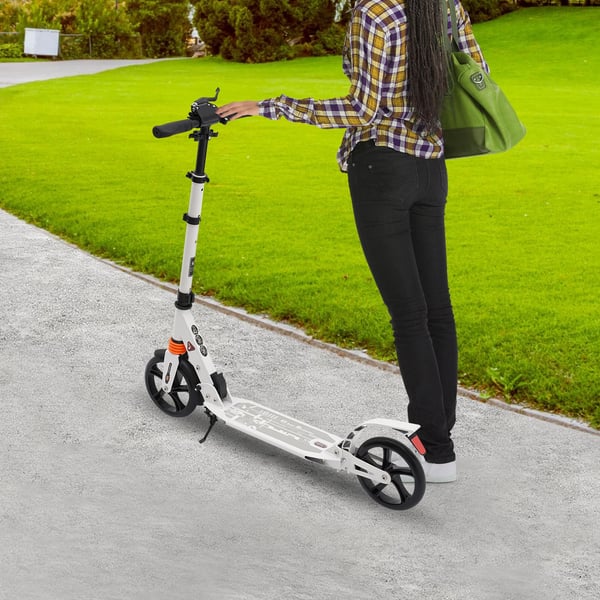 Aikuisten potkulauta/kickbike - Taitettava - Säädettävä korkeus 91–107 cm - PU-renkaat - Kaksoisjarru & iskunvaimennus - Valkoinen