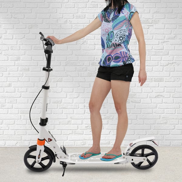 Aikuisten potkulauta/kickbike - Taitettava - Säädettävä korkeus 91–107 cm - PU-renkaat - Kaksoisjarru & iskunvaimennus - Valkoinen