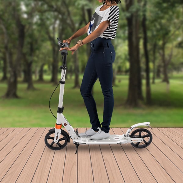 Aikuisten potkulauta/kickbike - Taitettava - Säädettävä korkeus 91–107 cm - PU-renkaat - Kaksoisjarru & iskunvaimennus - Valkoinen