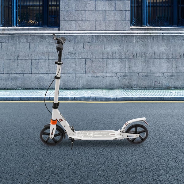 Aikuisten potkulauta/kickbike - Taitettava - Säädettävä korkeus 91–107 cm - PU-renkaat - Kaksoisjarru & iskunvaimennus - Valkoinen