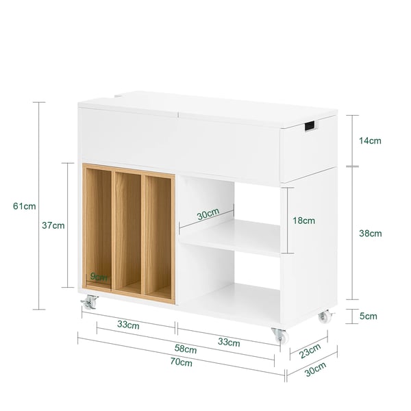 Arkivskab FBT134-W - Mobil printerbord / rullevogn - 4 hjul - Opbevaring - Samles selv - Hvid