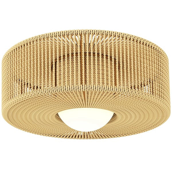 Boho taklampa - LED-taklampa - 20 W - 3000 K varmvit - Linnerep-skärm - Järn - Icke dimbar - 220 V AC - Mörk khaki