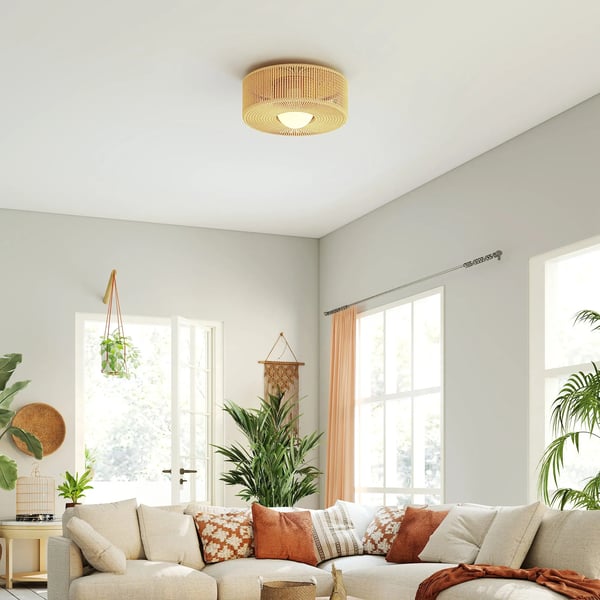 Boho taklampa - LED-taklampa - 20 W - 3000 K varmvit - Linnerep-skärm - Järn - Icke dimbar - 220 V AC - Mörk khaki