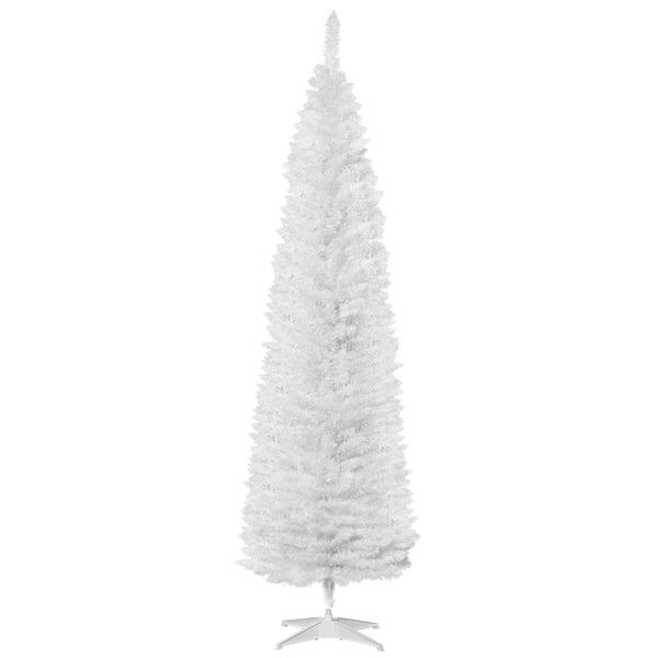 Konstgjord julgran - Smal - Höjd 210 cm - 499 Grenar - För inomhus - Enkel montering - Utan belysning - Vit