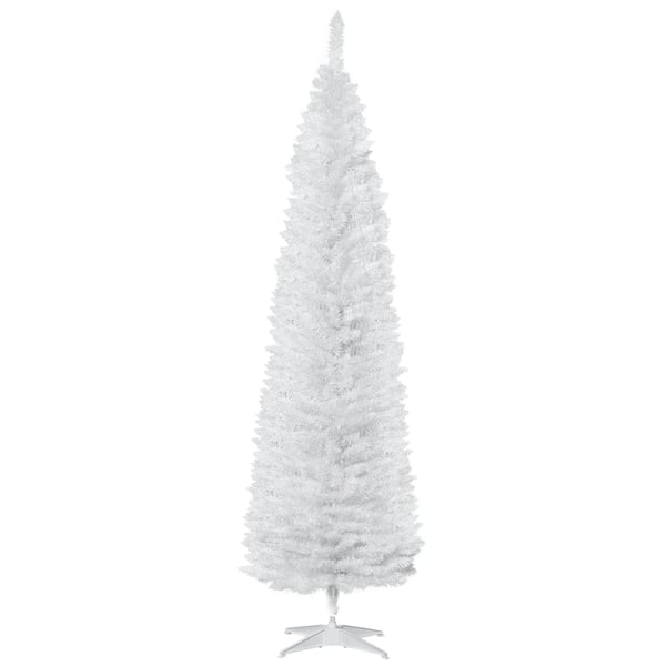 Konstgjord julgran - Smal - Höjd 210 cm - 499 Grenar - För inomhus - Enkel montering - Utan belysning - Vit